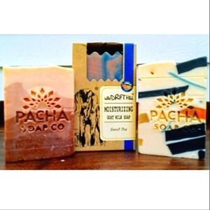 Handmade Bar Soap Bundle Pacha Soap Co & Windrift Hill Sweet Pea Goat Milk NIB